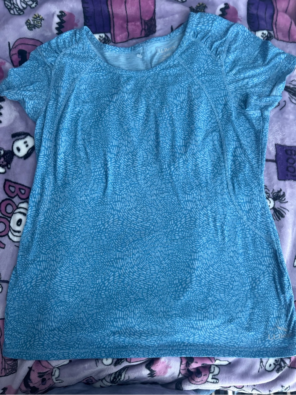 L.L. Bean Blue Short-Sleeve Patterned Tee